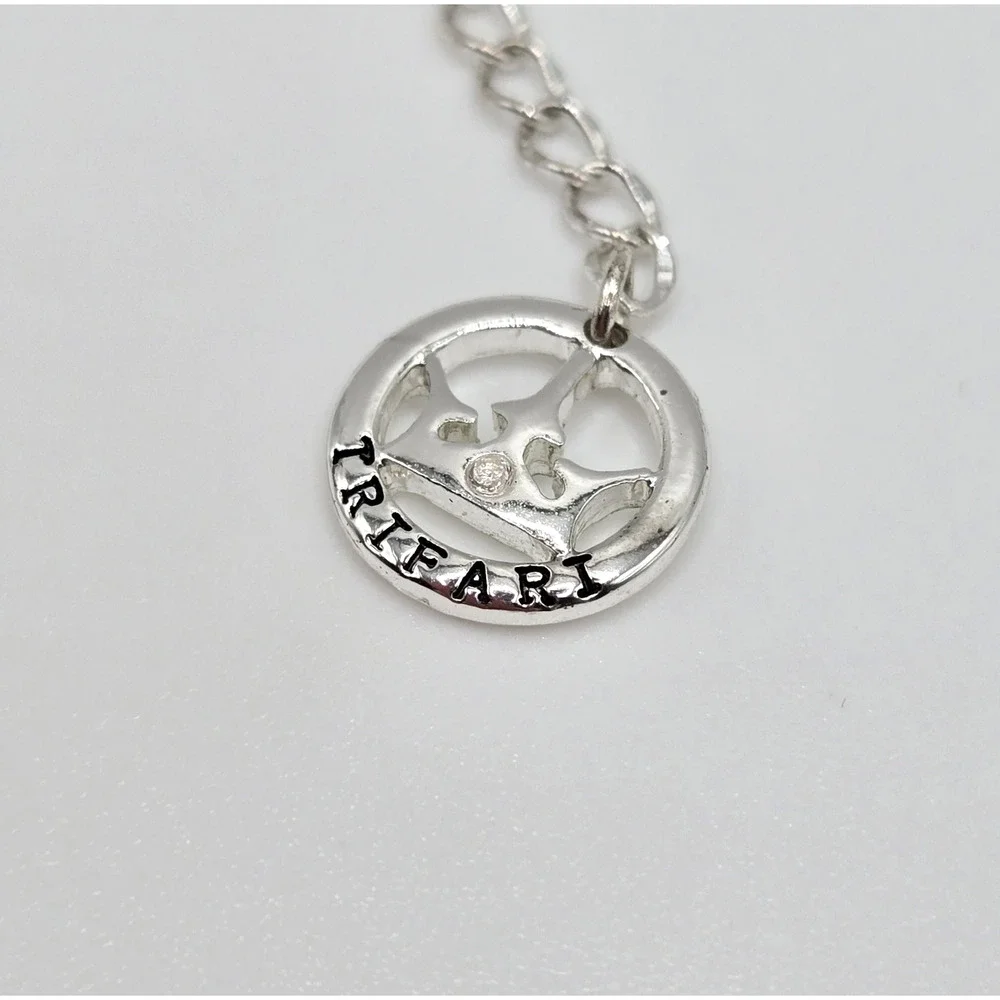 Vintage Trifari Necklace Silvertone Medallion Charm Long Chain Classic Retro 30